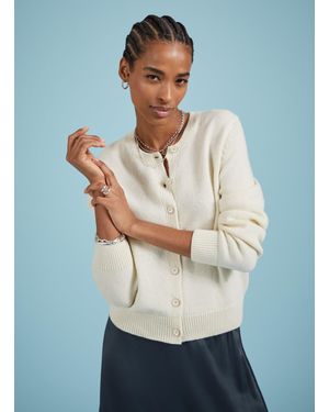 Baukjen Marie Wool Blend Crew Neck Cardigan - Blue