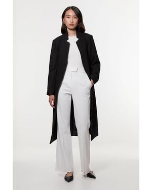 Karen Millen Wool Investment Notch Neck Tailored Midi Coat - White