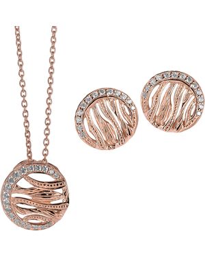 Orphelia 925 Sterling Set: Chain-Pendant + Earrings - Pink