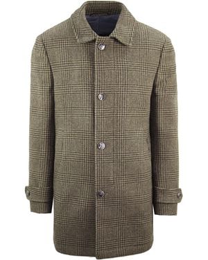 Hackett London Washed Wool Coat Cotton - Green