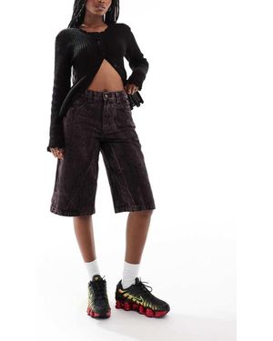 Deus Ex Machina X Asos Exclusive Acid Wash Denim Jort - Black