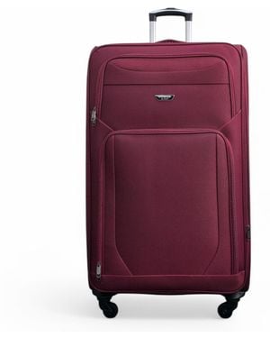 Infinity Leather Soft Shell Lightweight Nylon Extra Large 4 Wheels Travel Suitcase - Purple