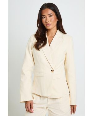 Boohoo Premium Linen Look Wrap Blazer - Natural