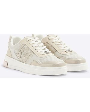 River Island Trainers Lace Up Ri Heel Clip Pu - White