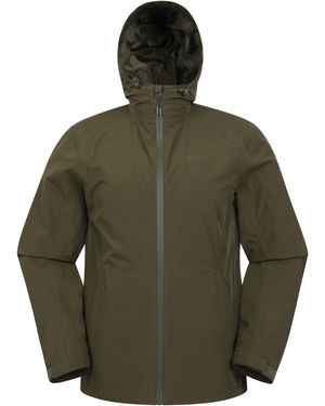 Mountain Warehouse 'Covert' Rain Jacket With Adjustable Hood Waterproof Coat - Green