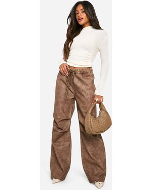 Boohoo Pu Slouch Fit Dad Trouser - Blue