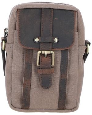 Fenland Sheepskin Exquisite Real Leather X Canvas Body Bag - Grey