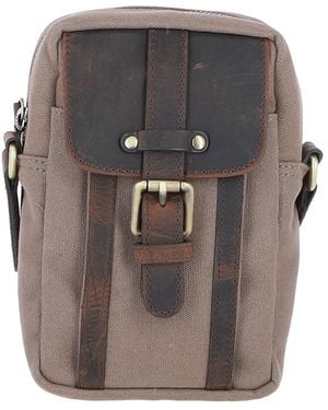 Fenland Sheepskin Exquisite Real Leather X Canvas Body Bag - Grey