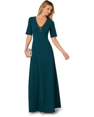 Adrianna Papell Trimmed Mermaid Gown - Blue