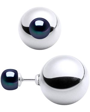 Diadema Earrings Duplex Beads Freshwater 6-7Mm 925 - Blue
