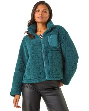 Roman Funnel Neck Fleece Jacket - Blue