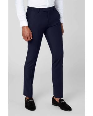 Twisted Tailor Ellroy Skinny Fit Wool Trousers - Blue