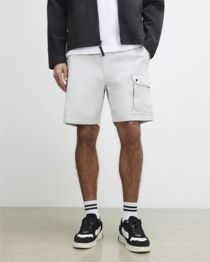 River Island Shorts Regular Fit Cargo Elasticated Drawstring - White