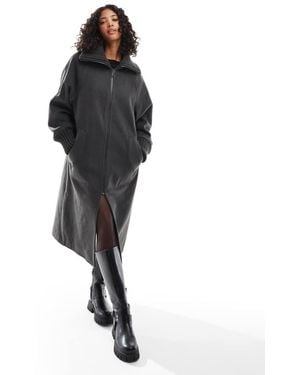 ASOS Knit Collar Longline Coat - Black