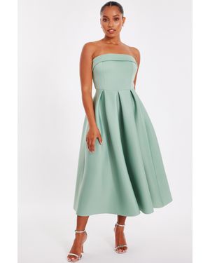 Quiz Petite Sage Bandeau Skater Dress - Green