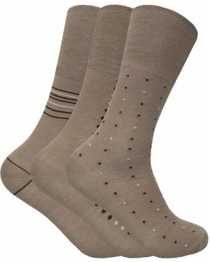 Sock Snob 3 Pairs Non Elastic Top Antibacterial Anti Sweat Bamboo Socks - Natural