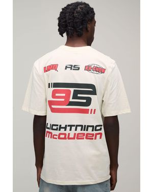 BoohooMAN Tall Regular Lightning Mcqueen Motor License Print T-Shirt - Multicolour