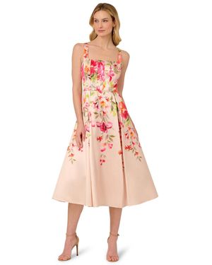 Adrianna Papell Border Mikado Midi Dress - Pink