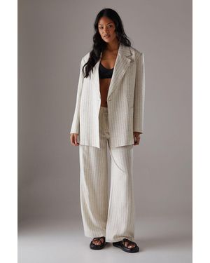 Warehouse Linen Look Pinstripe Blazer - Grey