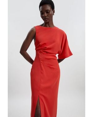 Karen Millen Soft Tailored Asymmetric Sleeve Midi Dress
