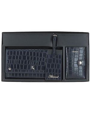Ashwood Leather 'Wise Tour' Croc Print Real Gift Travel Set - Grey