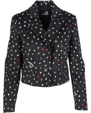 Love Moschino Cropped Hearts Print Blazer - Black