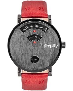 Simplify The 7000 Leather-Band Watch - Grey