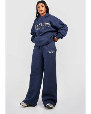 Boohoo Dsgn Studio Applique Straight Leg Jogger - Blue