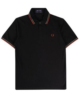 Fred Perry Groen En Bruin Dubbel Getipt Zwart Poloshirt
