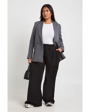 Boohoo Plus Textured Trousers - Black