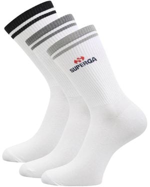 Superga Adult Ribbed Knitted Socks (Pack Of 3) - White