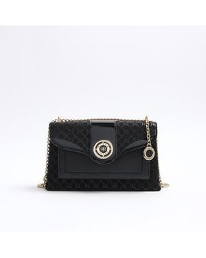 River Island Shoulder Bag Ri Monogram Chain Material_Polyester - Black