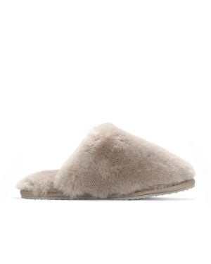 Infinity Leather Sheepskin Slippers Warm Winter Fur Mule - Grey