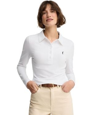 POLO CLUB Shirt Long Sleeve Slim Fit Polo-Shirt-L-S4 - White