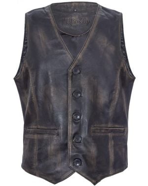 Infinity Leather Leather Waistcoat Formal Traditional Gilet Vest - Grey