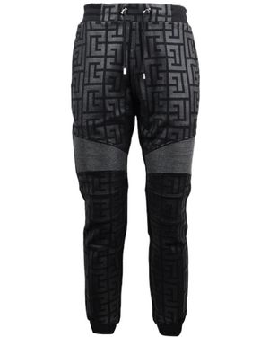 Balmain Geometrische Patroon Joggingbroek Met Knie Patches - Zwart