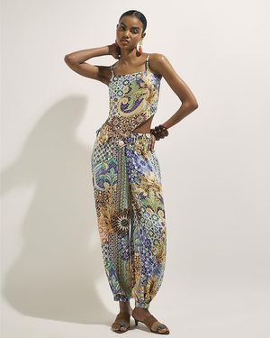 River Island Trousers Tile Print Hareem Viscose - Blue