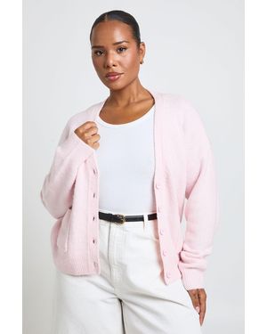 Boohoo Plus Soft Knit Pocket Detail V Neck Cardigan - White
