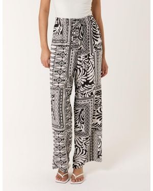 Blue Vanilla Abstract Print Trousers - Black
