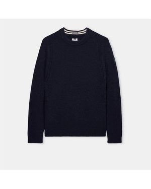 Weekend Offender Zagreb Wool Rich Crew Knit Jumper - Blue