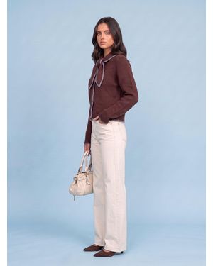 Urban Bliss Wool Blend Contrast Cardigan - Blue