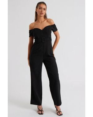 Urban Bliss Vienna Self Belted Bardot Jumpsuit - Black