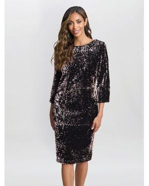 Gina Bacconi Arianne Sequin Velvet Dress - Black