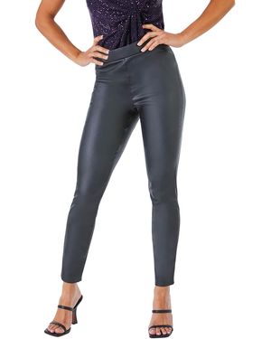 Roman Petite Faux Leather Pull On Trousers - Blue