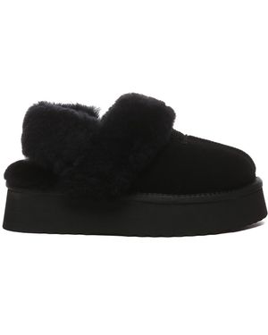 EverAu Australia Ever Au Fantail Leather Slippers With Two Removable Straps - Black