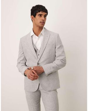 ASOS Linen Cotton Blend Slim Suit Jacket - Grey