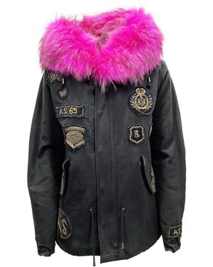 As65 Canvas Versierde Parka Jas - Roze
