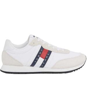 Tommy Hilfiger Tjm Classic Hardloopschoenen Van Leer Met Vlaglogo Marine, Rood) - Wit