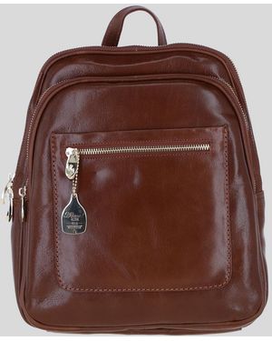 Ashwood Leather Real Backpack With Multiple Pockets And-Tone Hardware - Brown