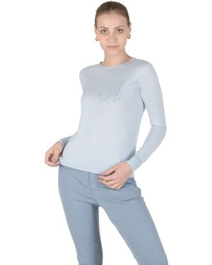 Crown of Edinburgh Cashmere Long Sleeve Art 004 Light Letter N - Blue